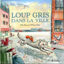 Loup gris dans la ville